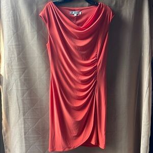 Evan-Picone Elegant Orange Draped Dress